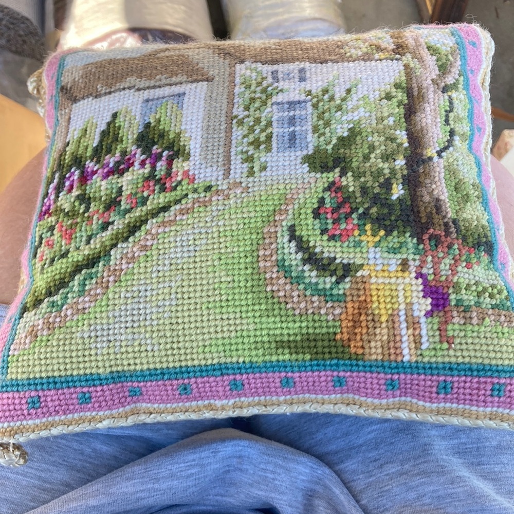 Vintage needlepoint pillow